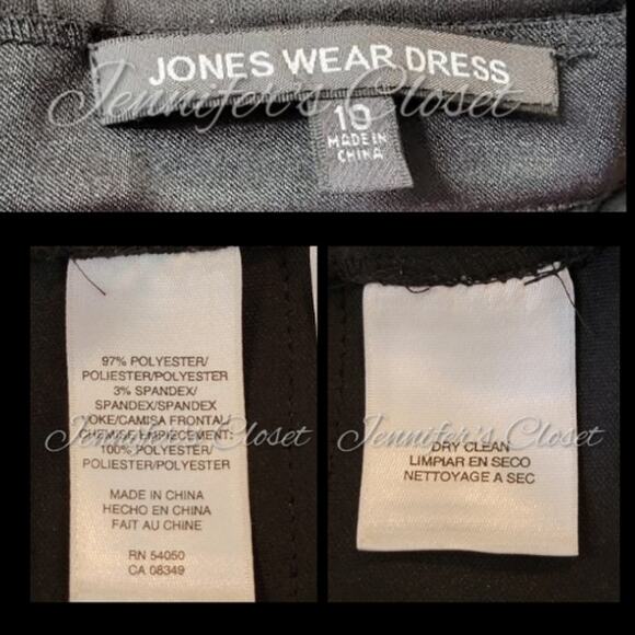 Jones Wear Dress Black Satin Tiered Cocktail Dress Size 10 - Picture 9 of 11